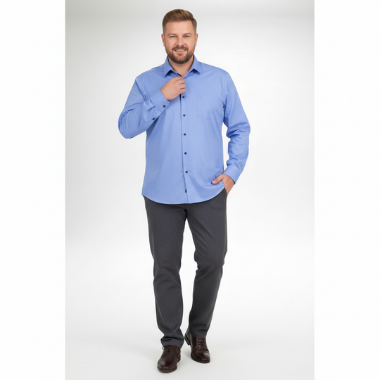 Adamo Herren Langarmhemd in Übergröße – Uni Hemd