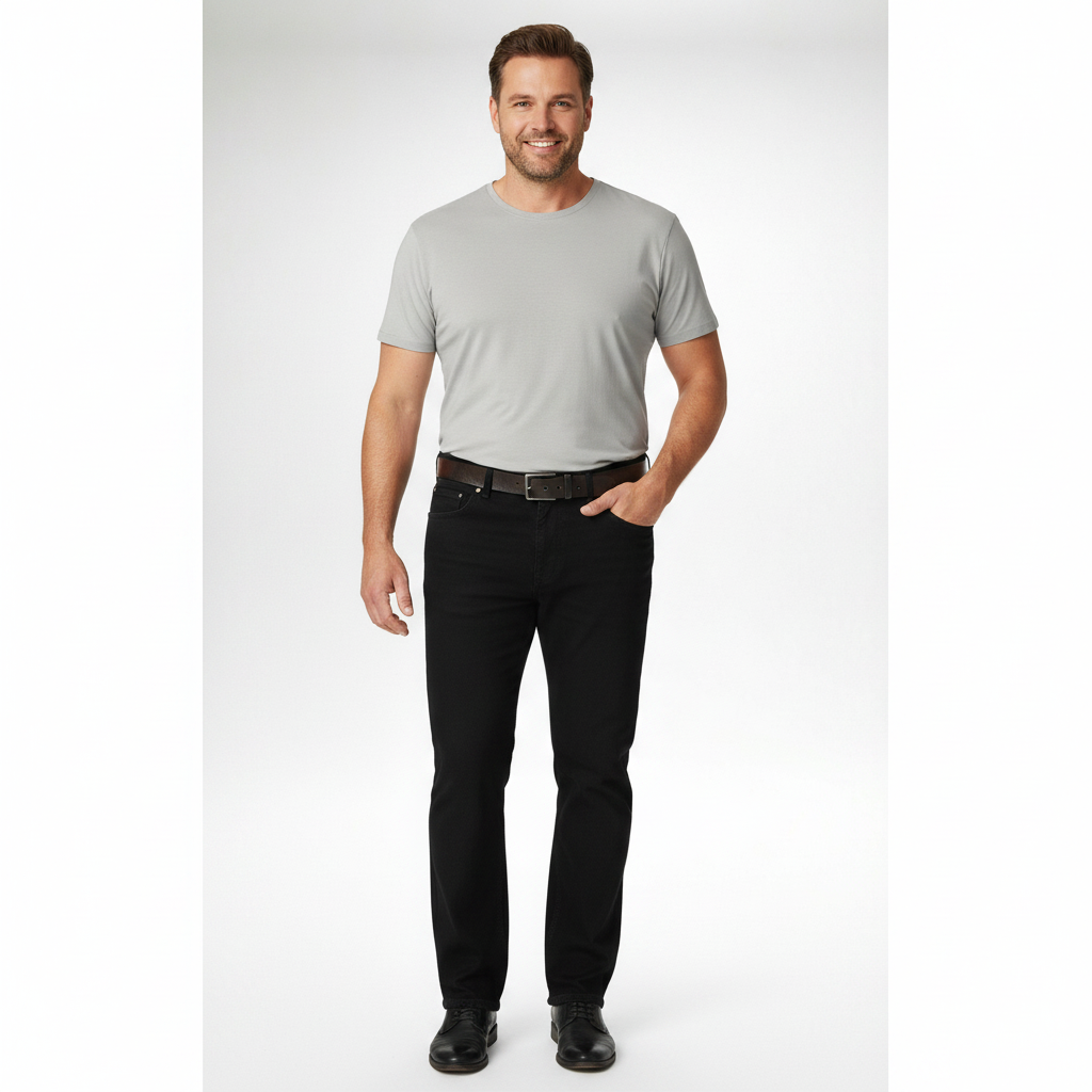 Adamo Übergröße Basic Stretch Jeans Hose in Bauchgröße für Herren