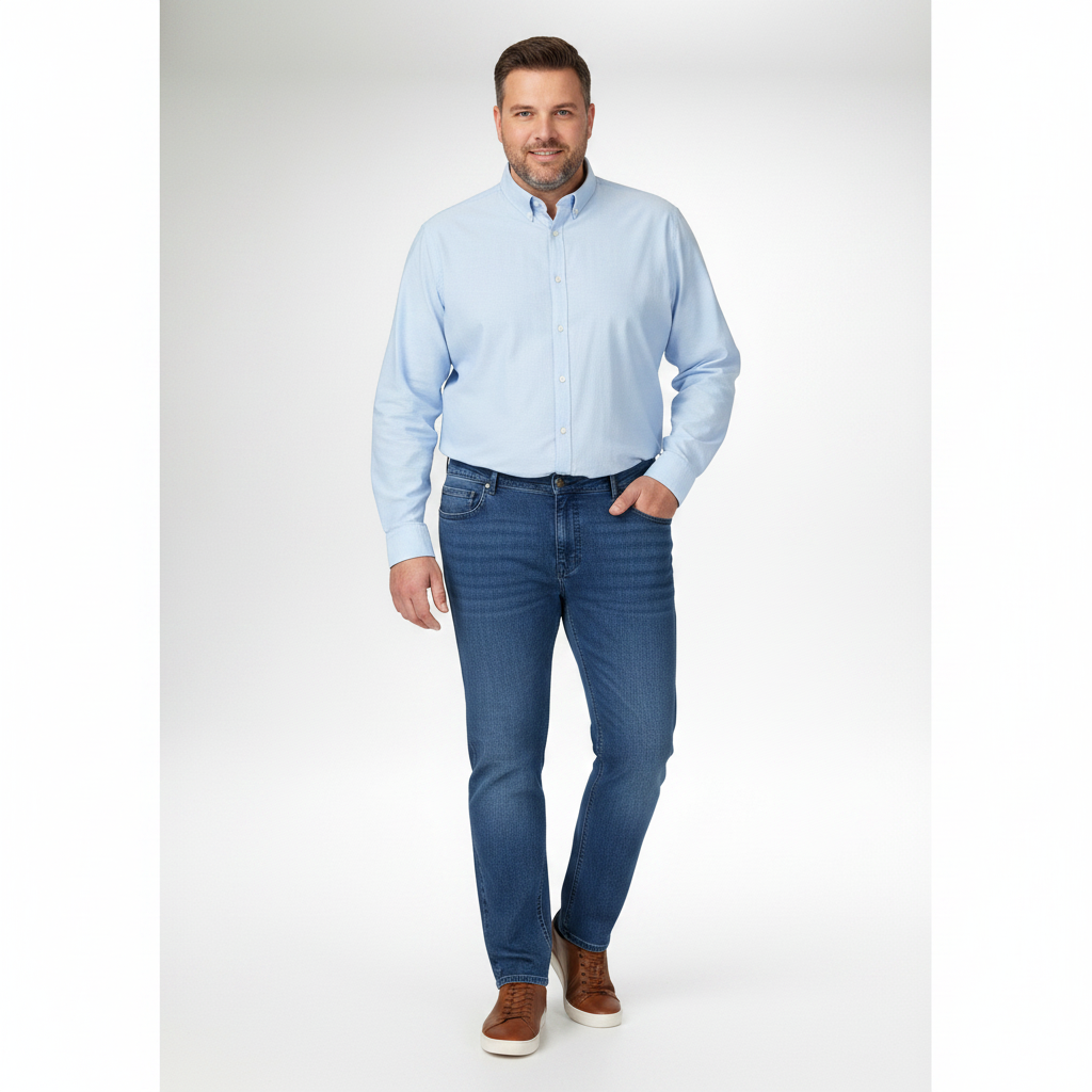 Adamo Übergröße Basic Stretch Jeans Hose in Bauchgröße für Herren
