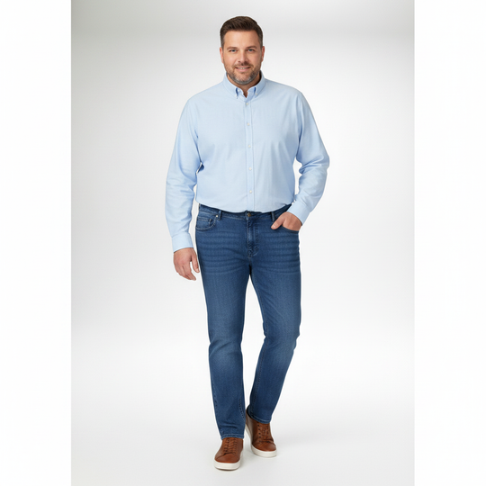 Adamo Übergröße Basic Stretch Jeans Hose in Bauchgröße für Herren