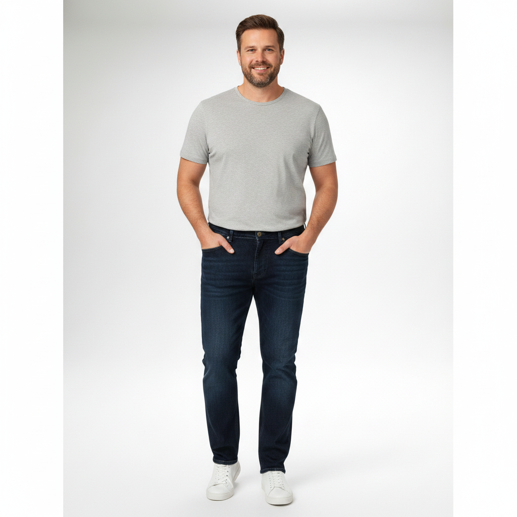 Adamo Übergröße Basic Stretch Jeans Hose in Bauchgröße für Herren