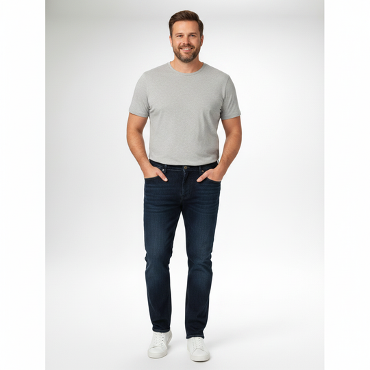 Adamo Übergröße Basic Stretch Jeans Hose in Bauchgröße für Herren