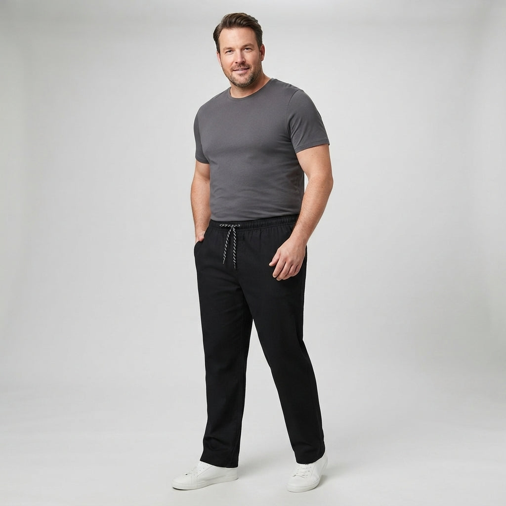 Herren-Freizeithose (Übergröße) schwarz, mit Kordelzugbund und Taschen