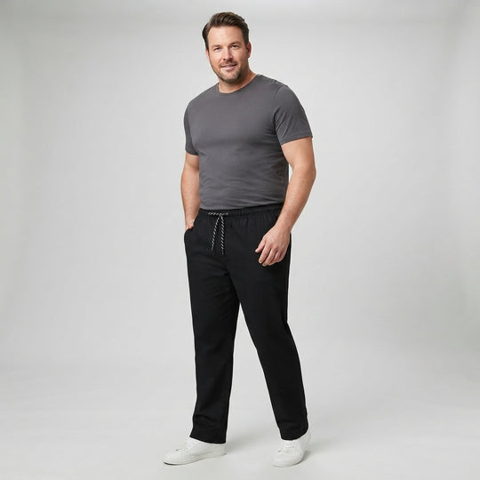 Herren-Freizeithose (Übergröße) schwarz, mit Kordelzugbund und Taschen