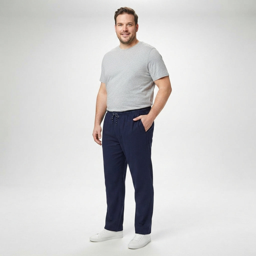 Herren-Freizeithose (Übergröße) navy, mit Kordelzugbund und Taschen