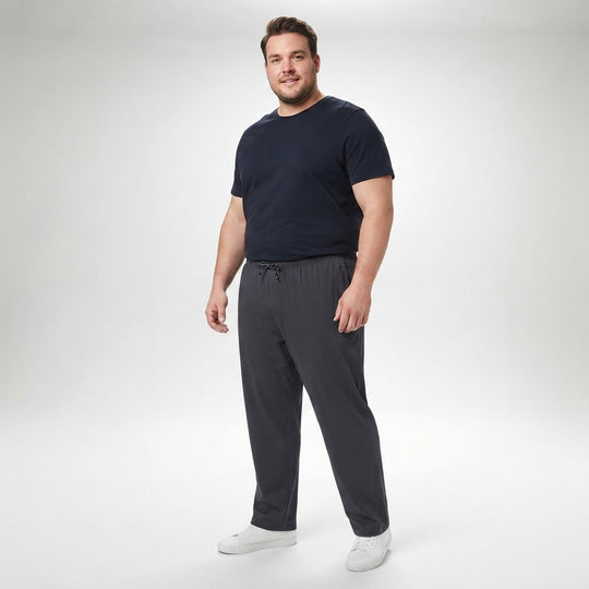 Herren-Freizeithose (Übergröße) anthrazit, mit Kordelzugbund und Taschen