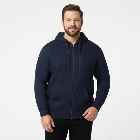 BigTiger Kapuzen-Sweatjacke Herren, navy, vorne Reißverschluss, Kordelzug an der Kapuze
