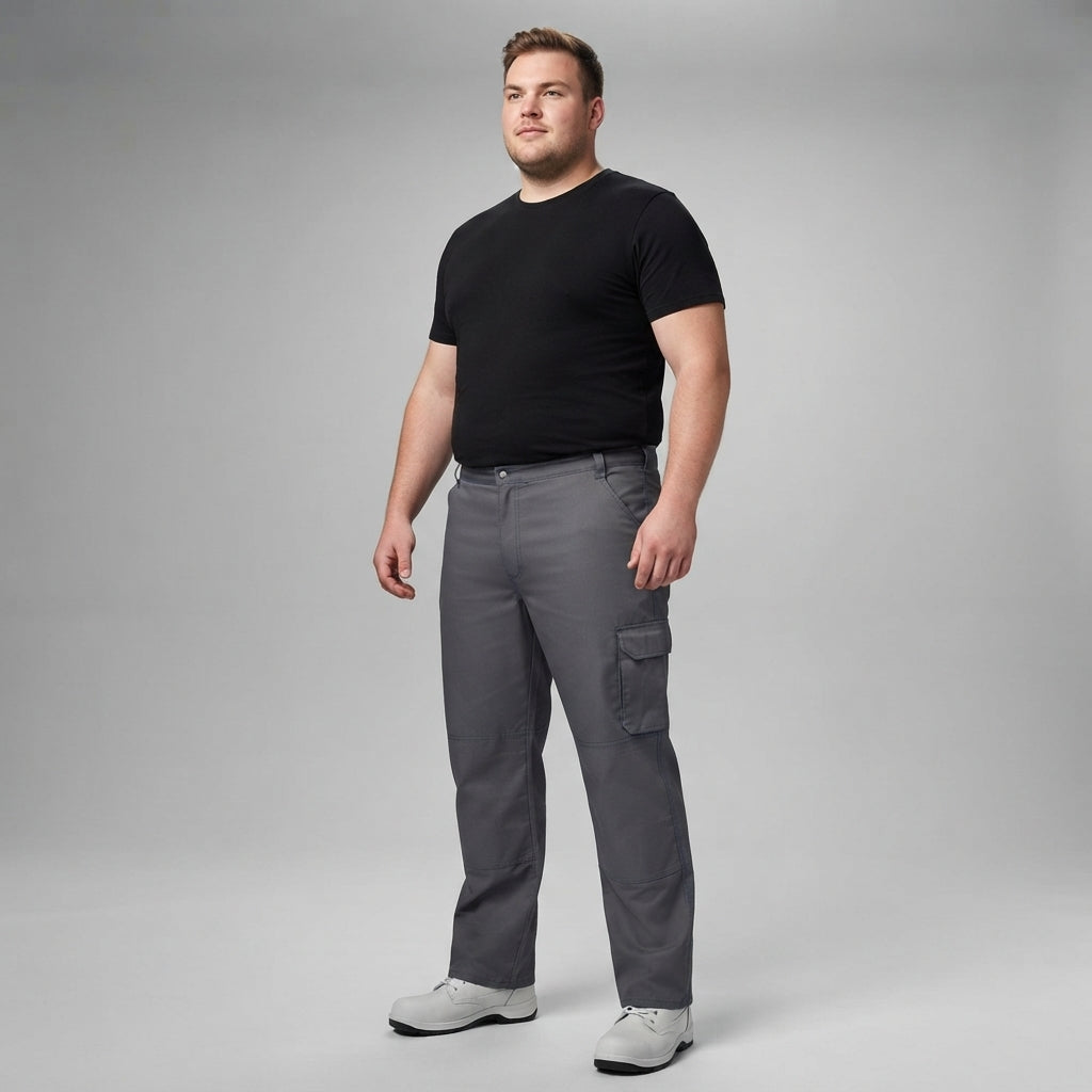 Adamo Herren-Arbeitshose in Anthrazit mit Cargo-Seitentaschen und geradem Bein