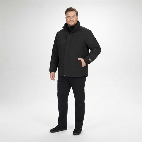 Herren-3in1-Funktionsjacke in Schwarz, mit Kapuze und durchgehendem Frontreißverschluss