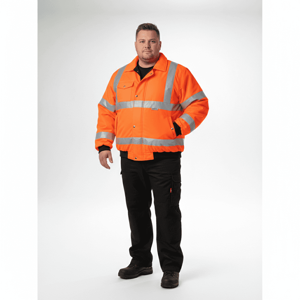 Warnschutz-Jacke von Terrax in leuchtendem Orange mit reflektierenden Streifen für übergröße herren