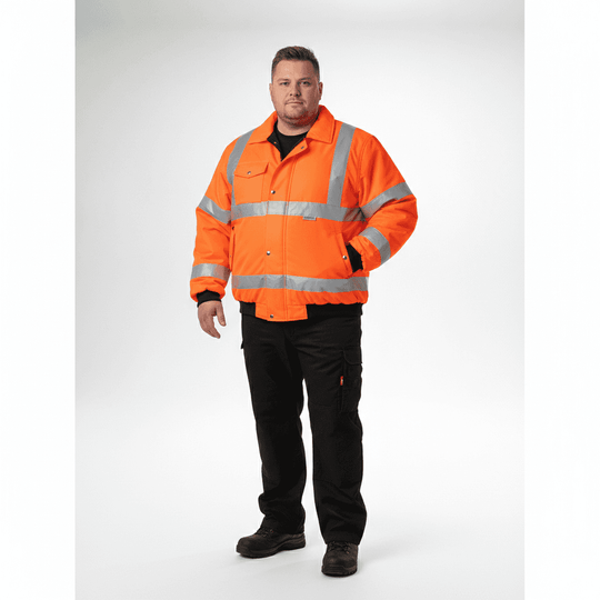 Warnschutz-Jacke von Terrax in leuchtendem Orange mit reflektierenden Streifen für übergröße herren