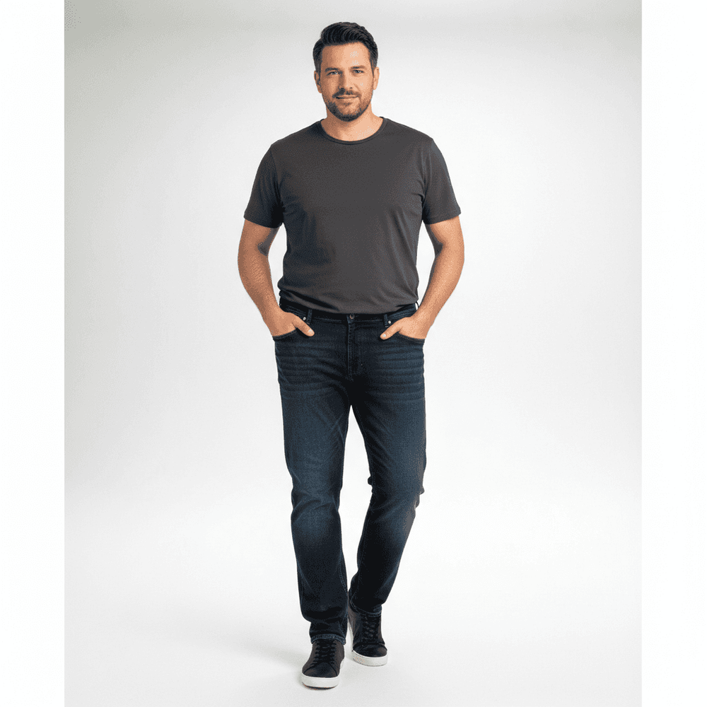 Pionier Basic Jeans Hose in dunkler Waschung für übergröße herren mit bequemem Schnitt