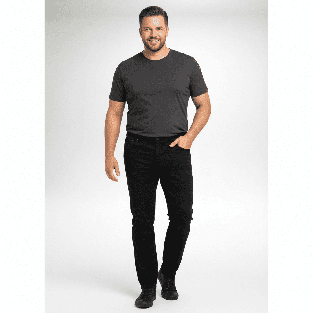 Basic Jeans Hose von Pionier in Schwarz für übergröße herren mit modernem lässigem Schnitt