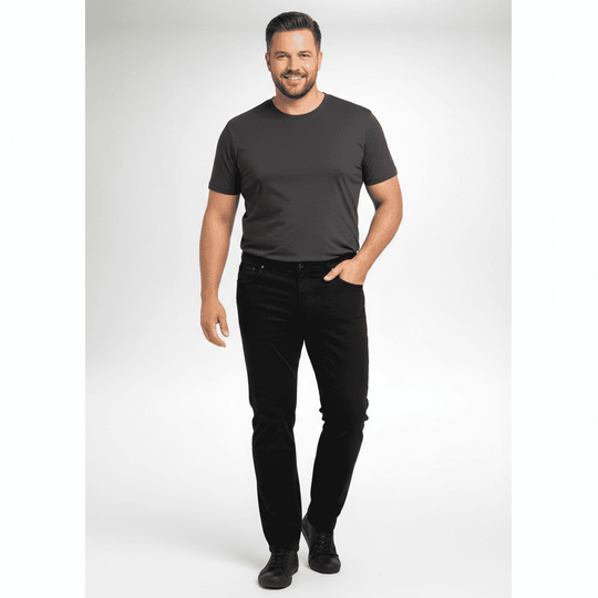 Basic Jeans Hose von Pionier in Schwarz für übergröße herren mit modernem lässigem Schnitt