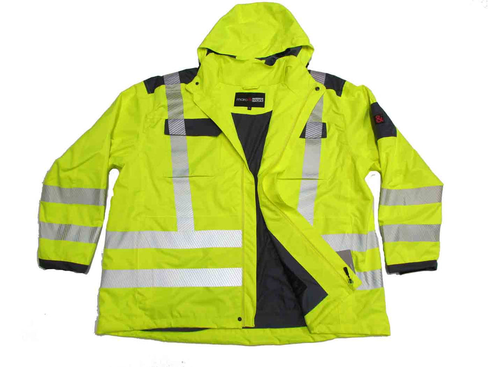 BigTiger Warnschutz-Jacke in gelb mit reflektierenden Streifen funktionsjacke herren für mehr Sicherheit