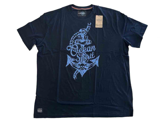 Redfield schwarzes t shirt mit druck Anker und Skorpion Motiv in Blau