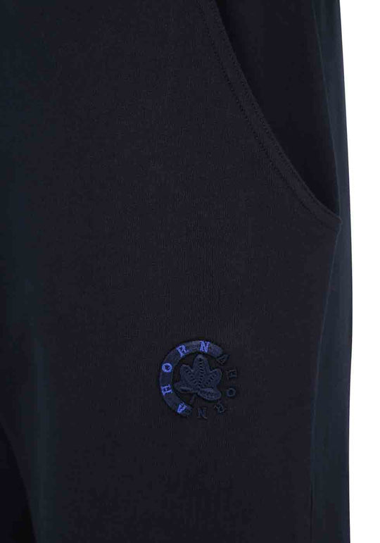 Schwarze Ahorn Sport jogginghose mit seitlicher Tasche und blauem Logoaufdruck