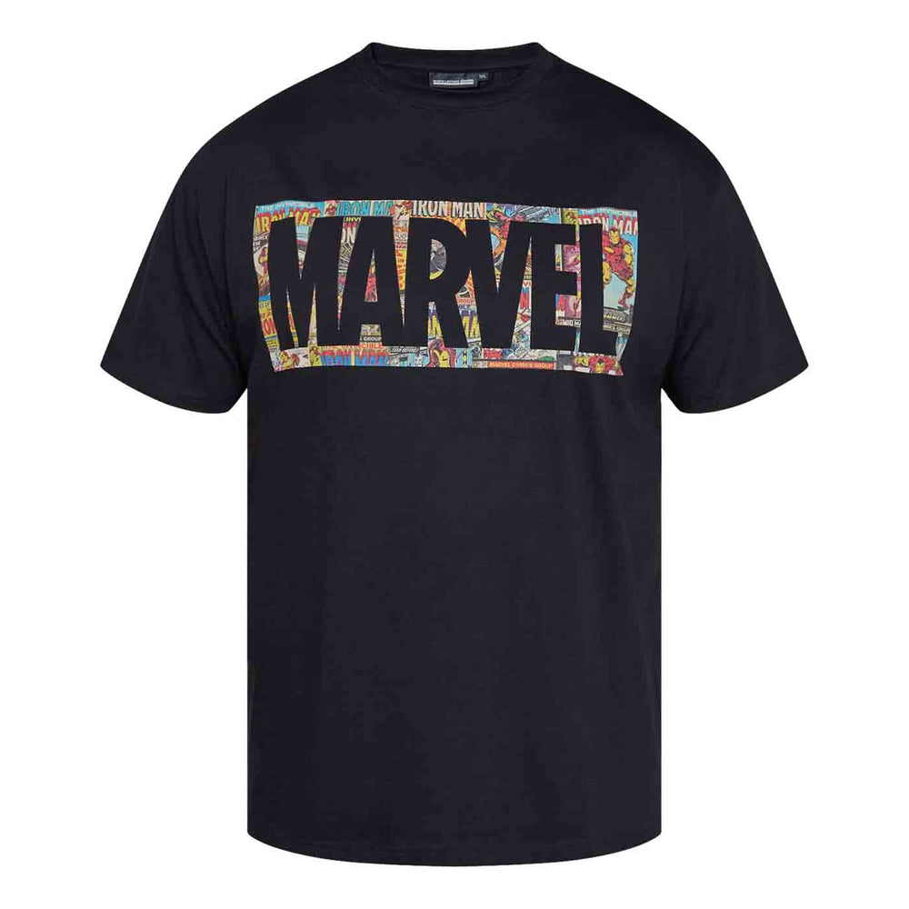 Schwarzes Marvel T-Shirt Herren Übergröße 4XL-8XL mit buntem Comicdruck vorne von Allsize
