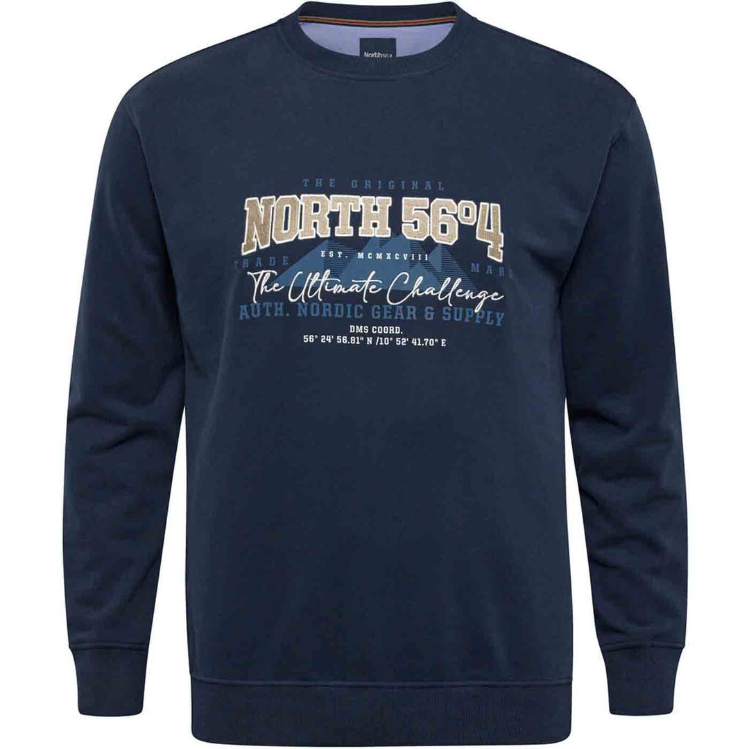 Dunkelblaues Sweatshirt Übergröße Herren von Allsize mit Rundhalsausschnitt und Print vorne