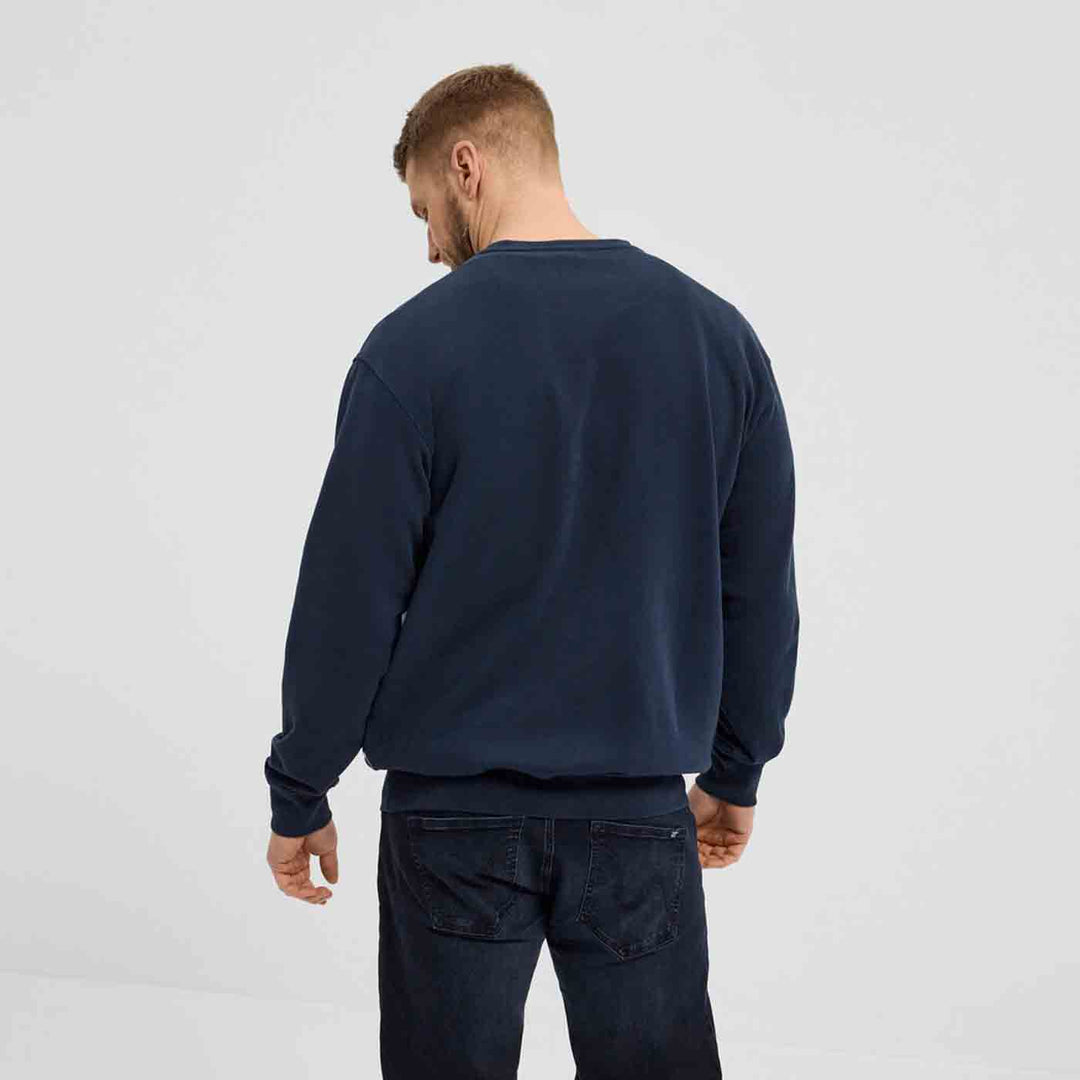 Allsize Sweatshirt Übergröße Herren in dunkelblau mit Bund, Rückansicht eines Mannes