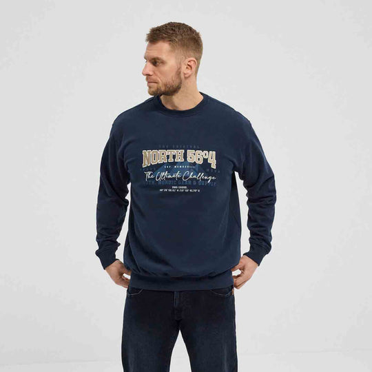 Allsize Sweatshirt Übergröße Herren in Dunkelblau mit Rundhalsausschnitt und Aufdruck North 56°4