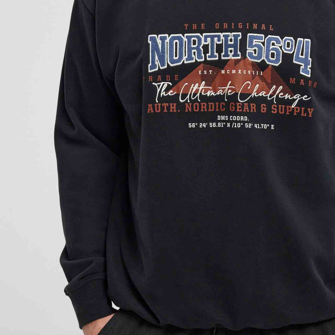 Schwarzes Sweatshirt Übergröße Herren von Allsize mit Nord 56 4 Aufdruck und Beinbund