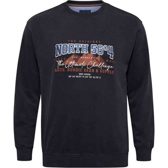 Schwarzes Sweatshirt Übergröße Herren mit nordischem Grafikprint und Bund von Allsize