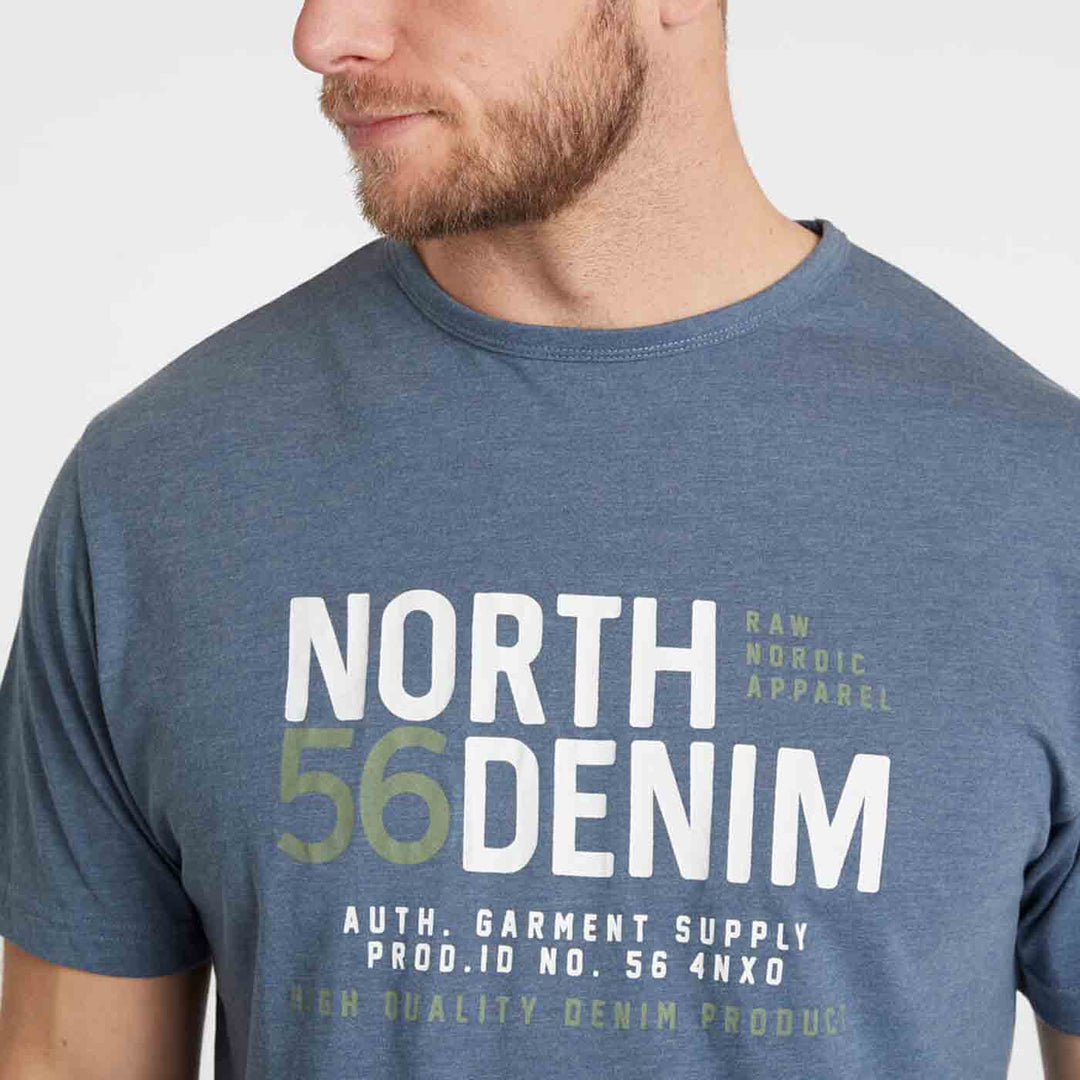 Allsize bedrucktes t-shirt herren blau mit großem North 56 Denim Schriftzug auf der Vorderseite