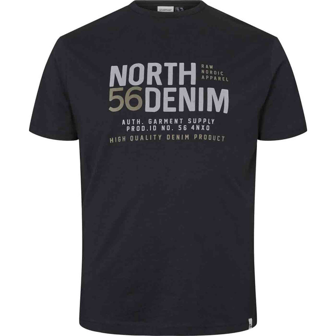 Schwarzes bedrucktes t-shirt herren von Allsize mit North Denim Schriftzug in Grau und Beige