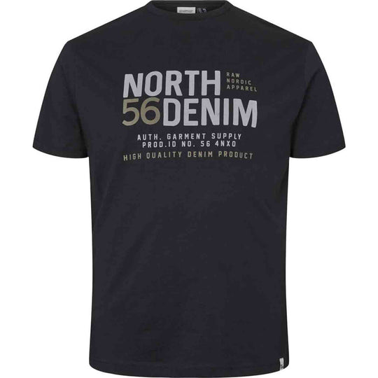 Schwarzes bedrucktes t-shirt herren von Allsize mit North Denim Schriftzug in Grau und Beige