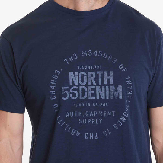 Dunkelblaues t shirt herren mit North 56 Denim Aufdruck von Allsize