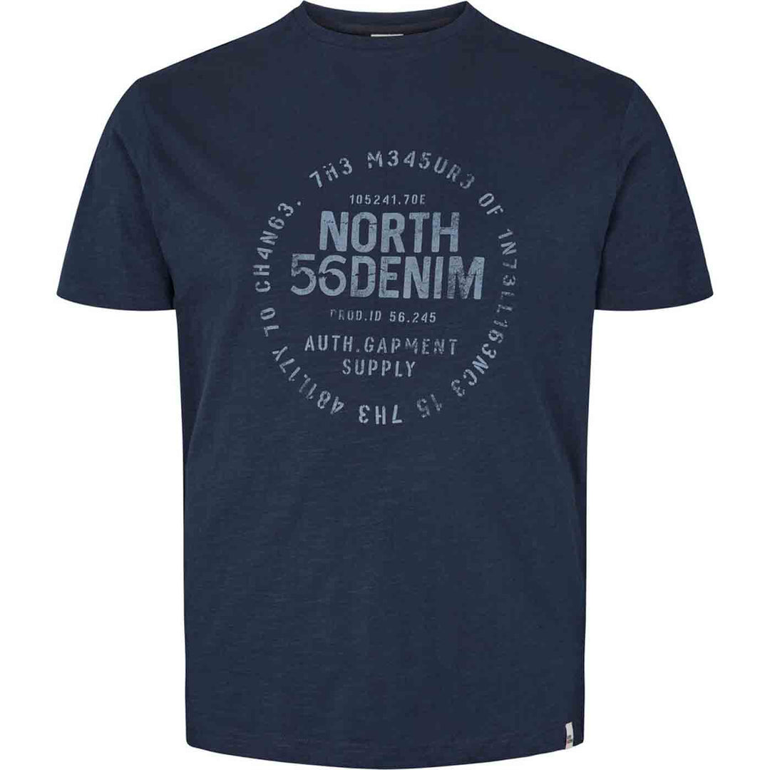 Dunkelblaues T Shirt Herren mit North 56 Denim Print von Allsize in klassischem Schnitt