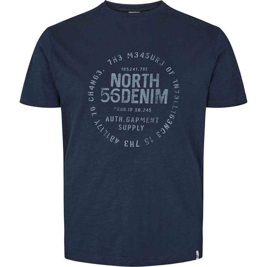 Dunkelblaues T Shirt Herren mit North 56 Denim Print von Allsize in klassischem Schnitt