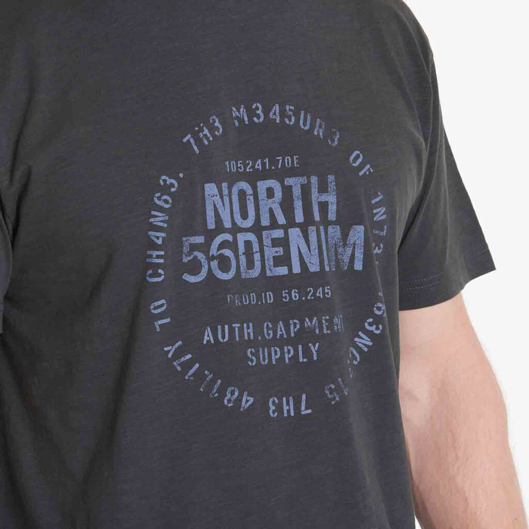 Allsize T Shirt Herren in Dunkelgrau mit blauem North 56Denim Print auf der Brust