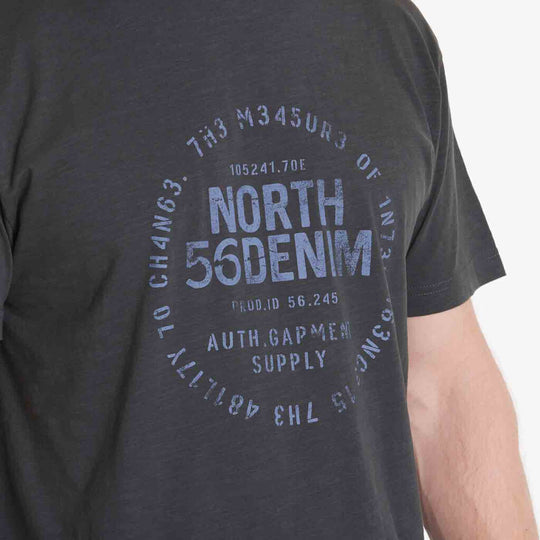 Allsize T Shirt Herren in Dunkelgrau mit blauem North 56Denim Print auf der Brust