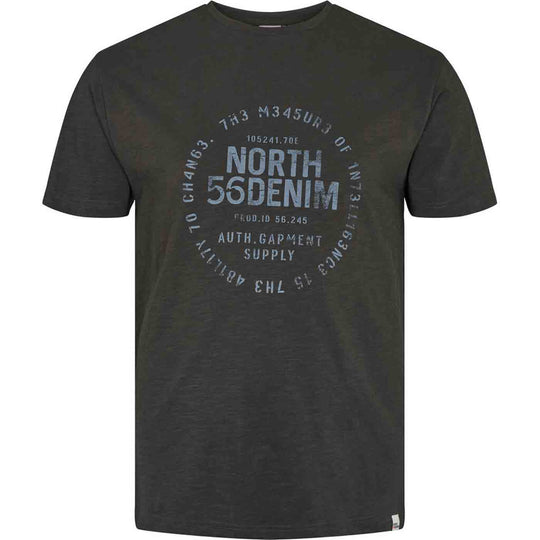 Allsize T Shirt Herren dunkelgraues T-Shirt mit rundem Aufdruck und kurzem Arm