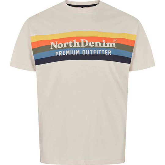 Allsize bedrucktes t-shirt in beige mit buntem NorthDenim Premium Outfitter Druck