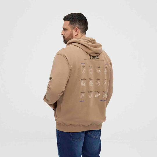 Allsize Kapuzen-Sweatjacke Übergröße Herren in Beige mit Aufdruck auf der Rückseite und Kapuze