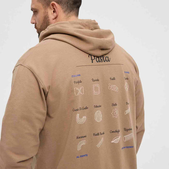 Allsize Kapuzen-Sweatjacke Übergröße Herren in Beige mit Pasta-Print auf der Rückseite