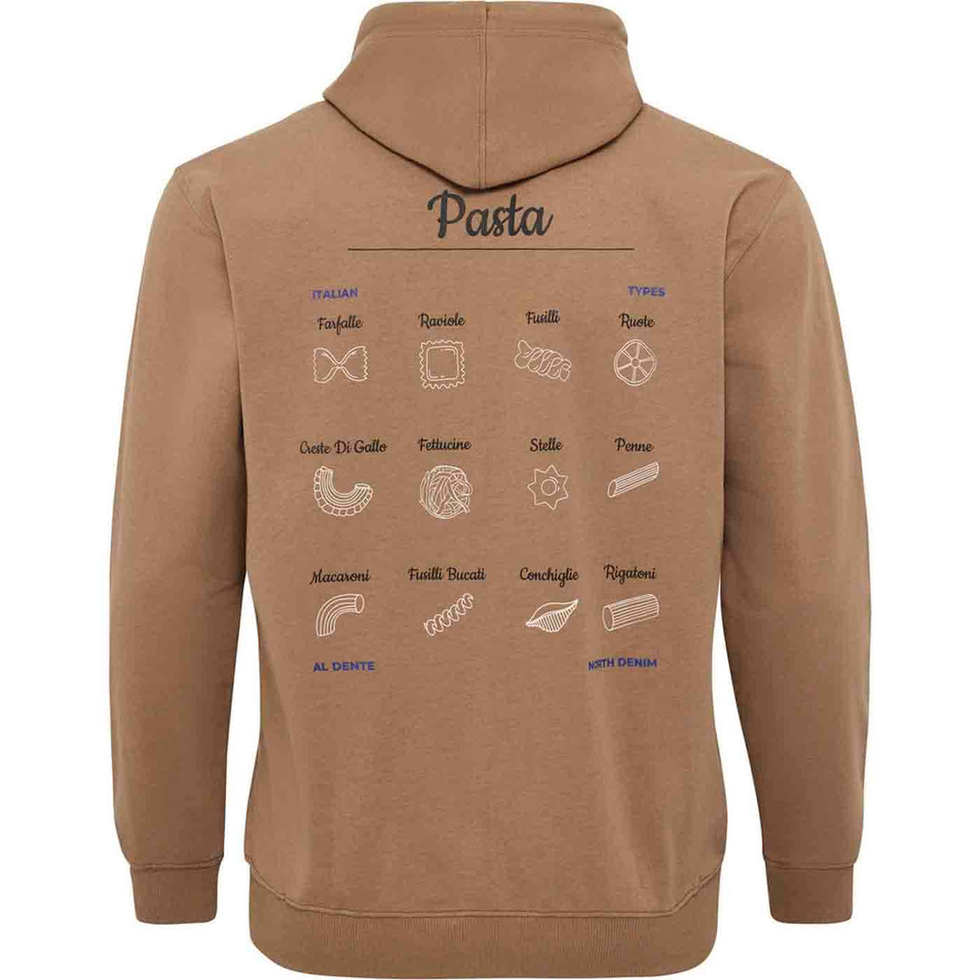 Braune Kapuzen-Sweatjacke Übergröße Herren von Allsize mit Pasta-Print auf der Rückseite
