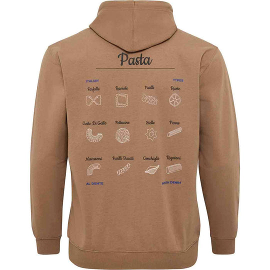 Braune Kapuzen-Sweatjacke Übergröße Herren von Allsize mit Pasta-Print auf der Rückseite