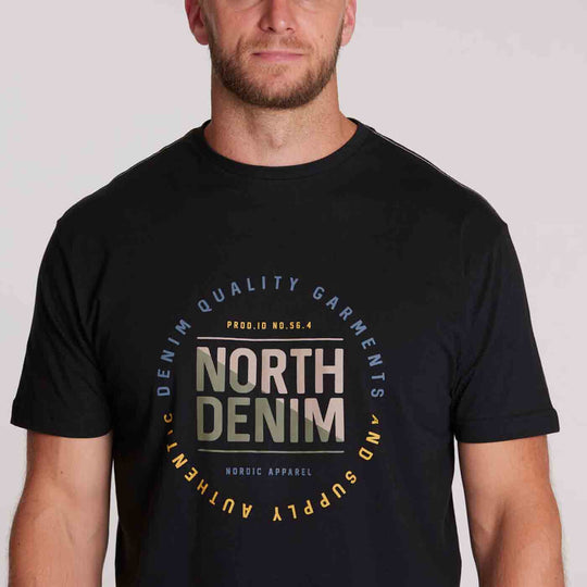 Schwarzes T-Shirt mit Print North Denim von Allsize für t-shirt übergröße herren