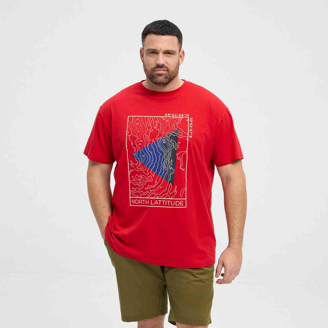 Rot bedrucktes t-shirt von Allsize mit modernem geografischem Motiv und kurzem Arm