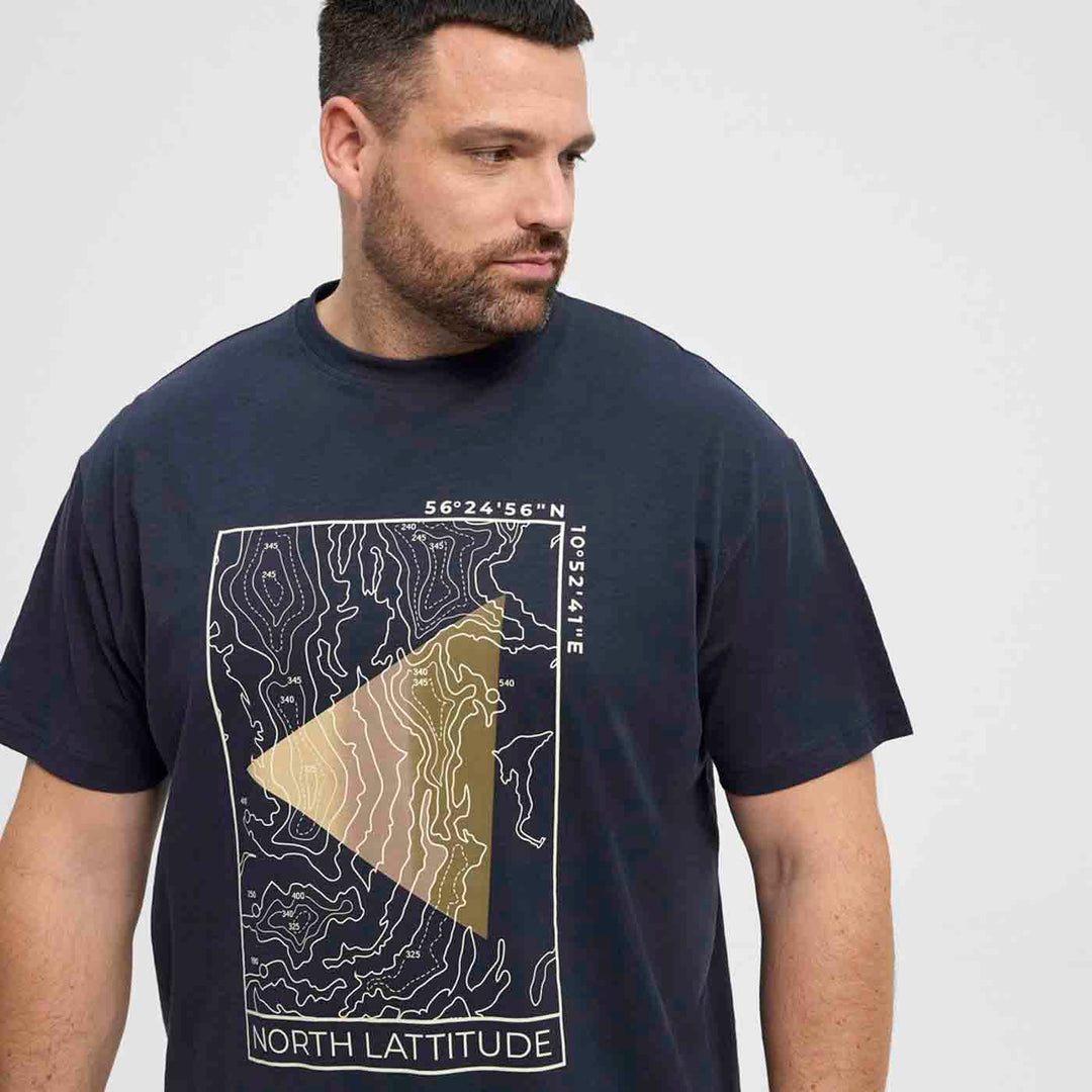 Allsize bedrucktes t-shirt in dunkelblau mit Karten-Design und kurzen Ärmeln für Herren