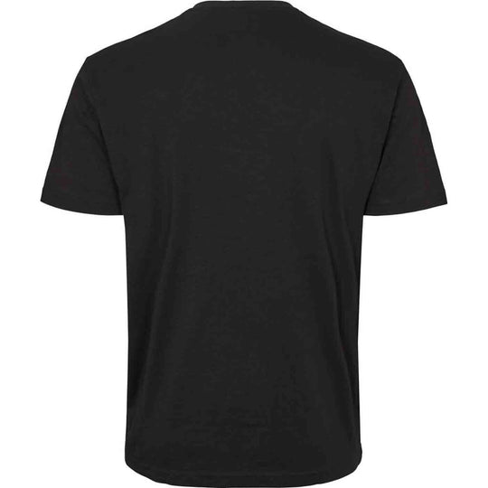 Schwarzes Allsize T-Shirt mit Druck Rückansicht herren t shirts v ausschnitt