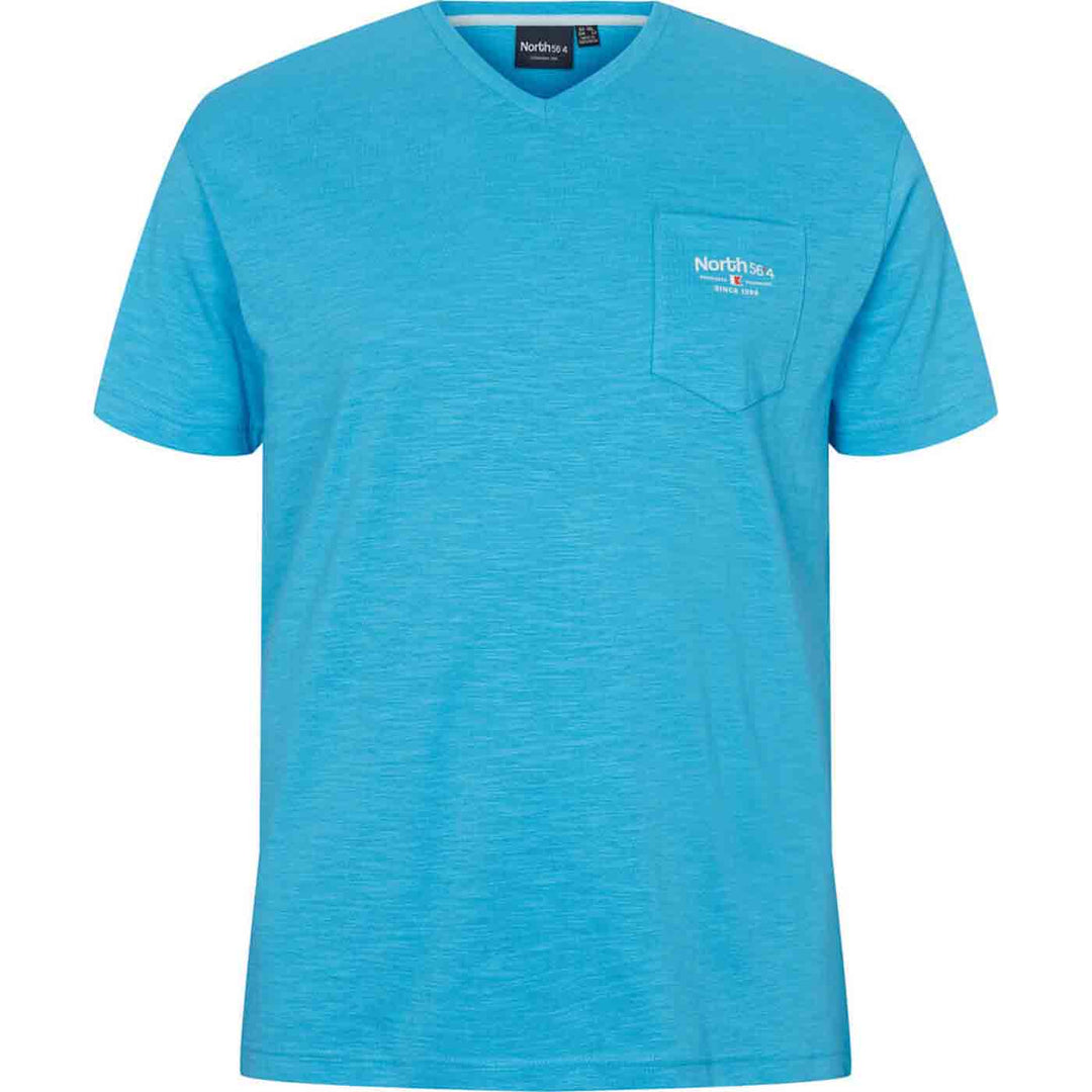 Allsize herren t shirts v ausschnitt in blau mit Brusttasche und kleinem Druck