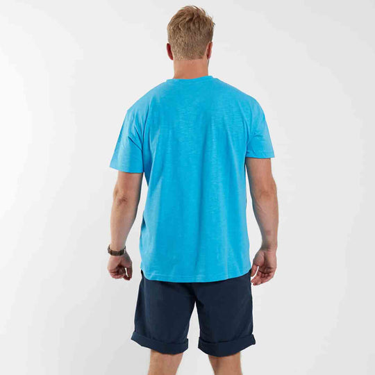 Allsize Herren T Shirt mit Druck in Blau von hinten gesehen ohne V Ausschnitt