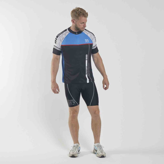 Allsize Funktions T-Shirt als Fahrradtrikot in schwarz und blau mit sportlichem Design