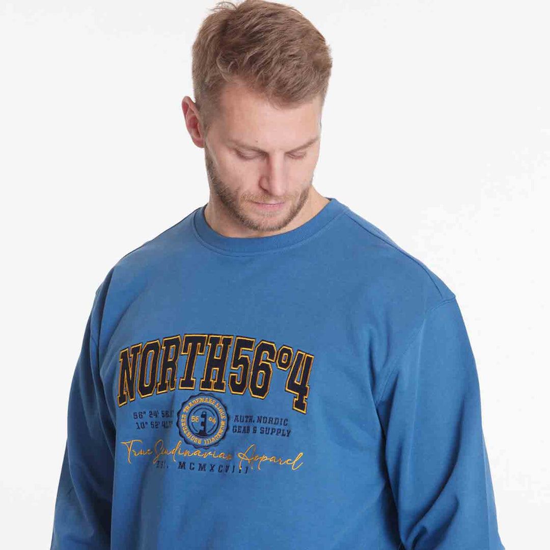 Blaues Sweatshirt Übergröße Herren mit Aufdruck North56°4 von Allsize in lässigem Stil
