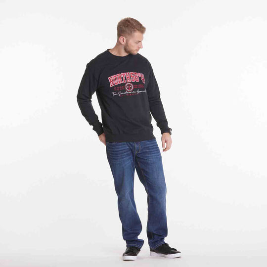 Schwarzes Sweatshirt Übergröße Herren von Allsize mit rotem Frontdruck und Bündchen an Armen und Taille